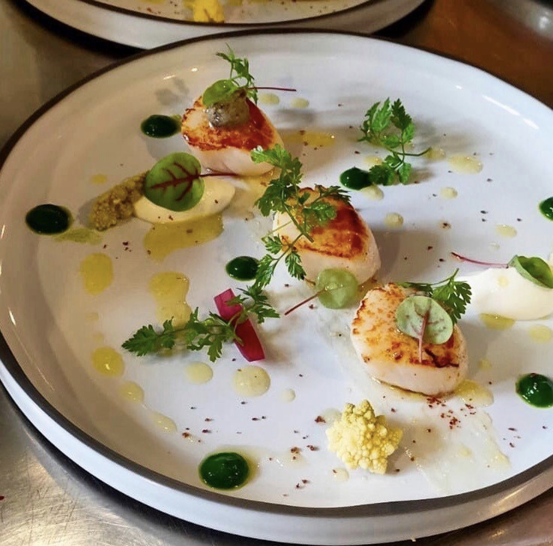 VIP inflight seared scallops served at Nassau Lynden Pindling Airport MYNN